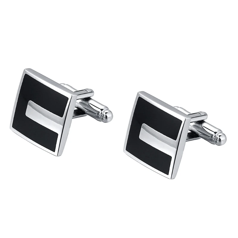 

Men Square Cufflinks Alloy Black Enamel Tuxedo Shirt Studs Cuff Links Buttons Jewelry Accessories for Business Wedding