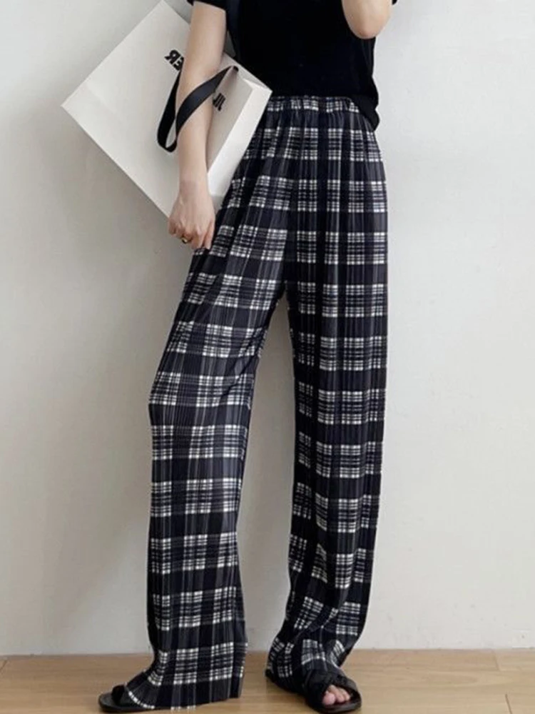 Jmprs Oversize Women Summer Pants Cool Black White Plaid Pants Fashion Korean Loose Elastic Waist Ladies Trousers
Jmprs Oversize Women Summer Pants Cool Black White Plaid Pants Fashion Korean Loose Elastic Waist Ladies Trousers