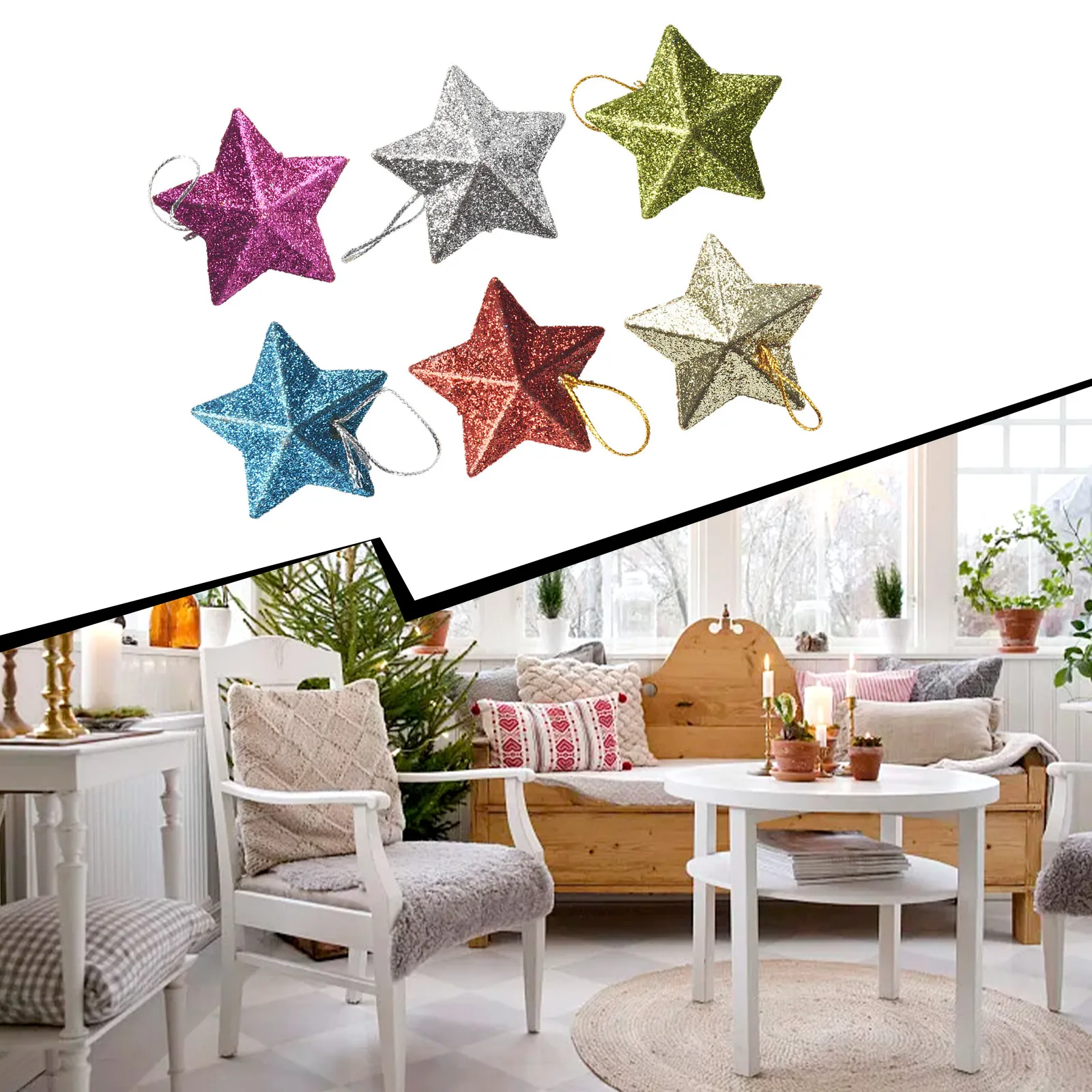 6pcs Glitter Star Pendant Christmas Tree Hanging Decorations Plastic Stars Craft Ornament For Birthday Party Home Decoration
6pcs Glitter Star Pendant Christmas Tree Hanging Decorations Plastic Stars Craft Ornament For Birthday Party Home Decoration