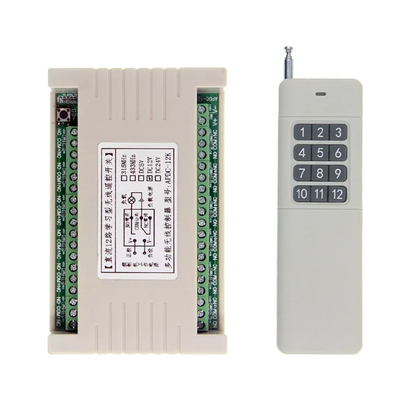 Smart Switch DC 12V 24V 12CH Radio Frequency Remote Control For Motor Positive And Negative Rotation Transmitter + Receiver
Smart Switch DC 12V 24V 12CH Radio Frequency Remote Control For Motor Positive And Negative Rotation Transmitter + Receiver