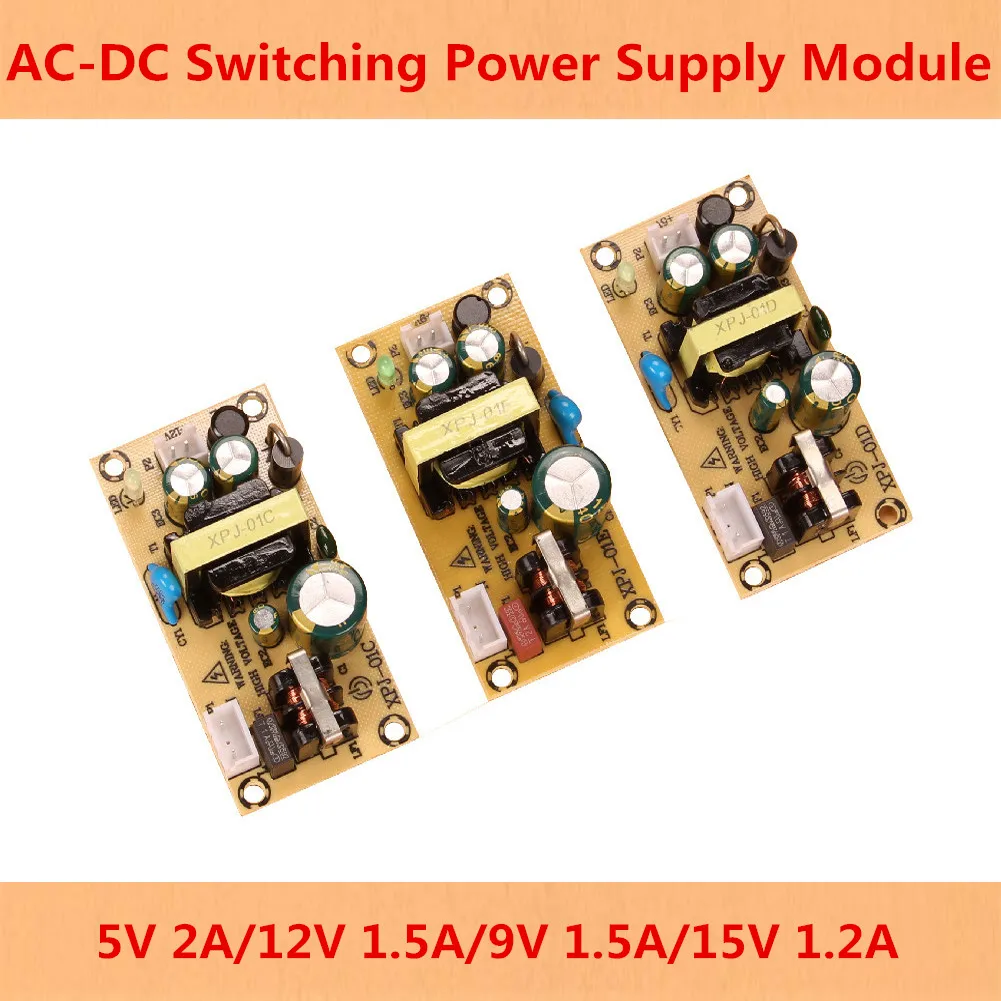 

AC-DC 5V-15V 2A/1.5A/1.2A Switching Power Supply Module Bare Circuit AC 100-240V to 5V 9V 12V 15V Board Regulator for Repairing