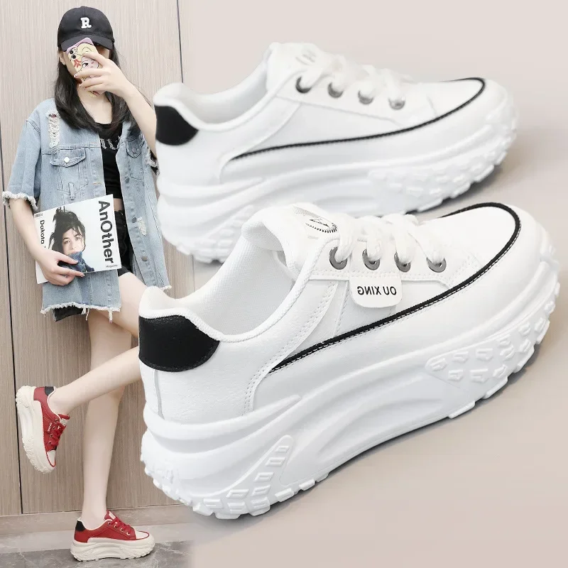 

New simple women's shoes spring 2024 Korean version of breathable increased platform sports casual shoes shoes students