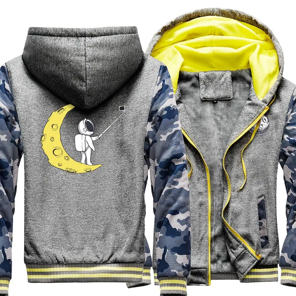 

Astronaut Moon Selfie Zipper Hooded Funny Mens Hoodies Fashion Loose Jackets Camouflage Hot Sale Warm Coat Men Hip Hop Jacket