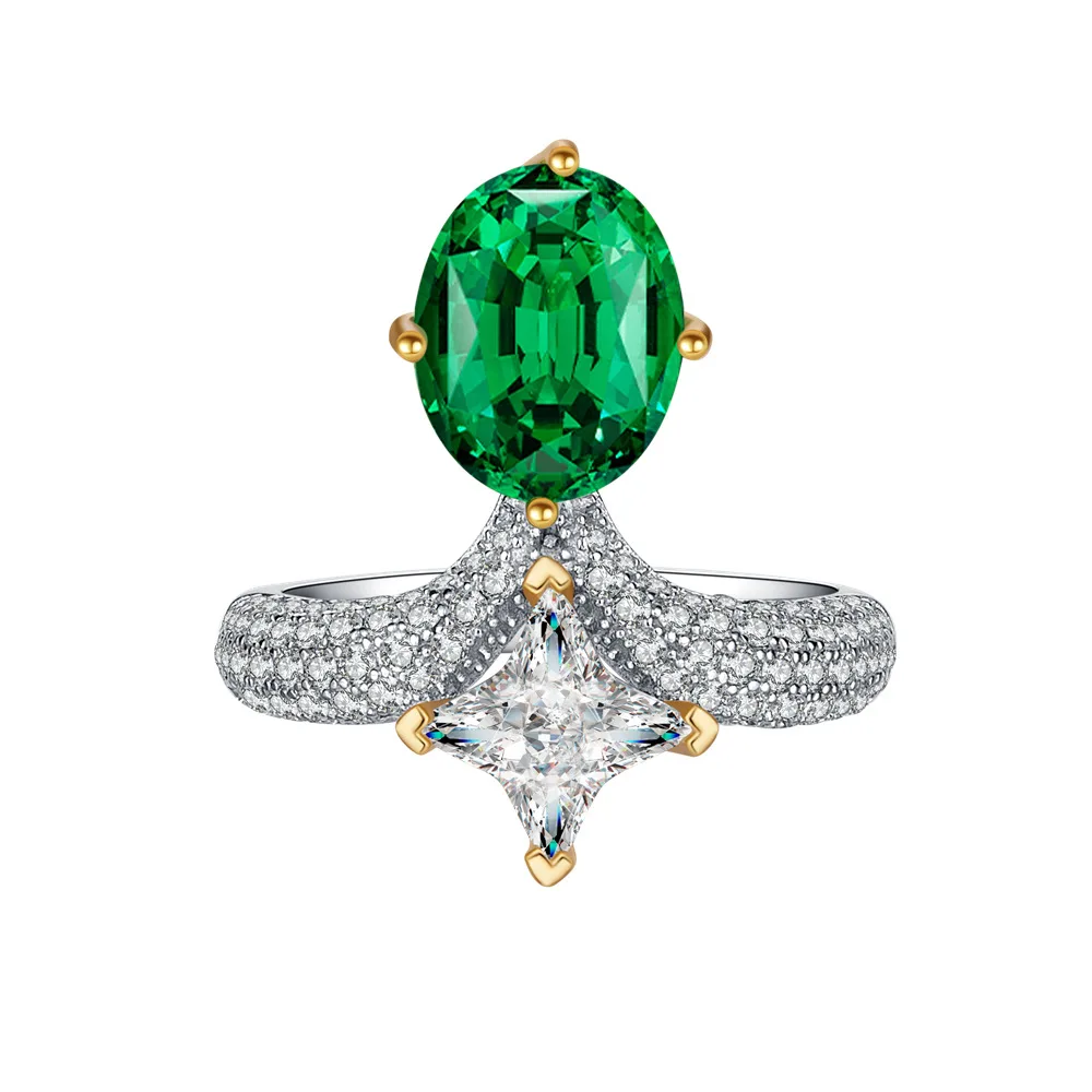 New Fashion Versatile Oval 8 * 10 Ice Flower Cut Imitation Grandmother Emerald Ring 925 Silver European and American Elegance
New Fashion Versatile Oval 8 * 10 Ice Flower Cut Imitation Grandmother Emerald Ring 925 Silver European and American Elegance