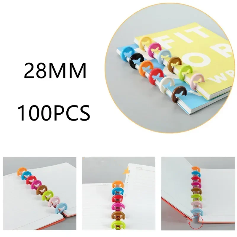 100PCS28mm colorful butterfly pattern mushroom hole binding buckle plastic ring notebook binding plate planner supplies
100PCS28mm colorful butterfly pattern mushroom hole binding buckle plastic ring notebook binding plate planner supplies