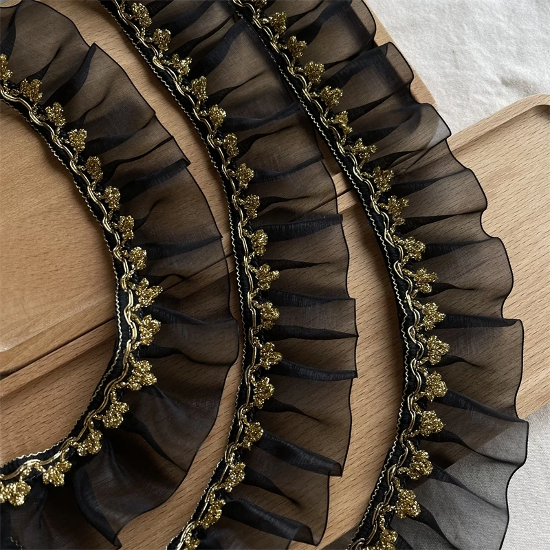 1M Embroidered Organza Lace Fabric 5cm Black White Wedding Bridal Applique Collar Guipure Gold Trim Sewing Ribbon costura L-30
1M Embroidered Organza Lace Fabric 5cm Black White Wedding Bridal Applique Collar Guipure Gold Trim Sewing Ribbon costura L-30