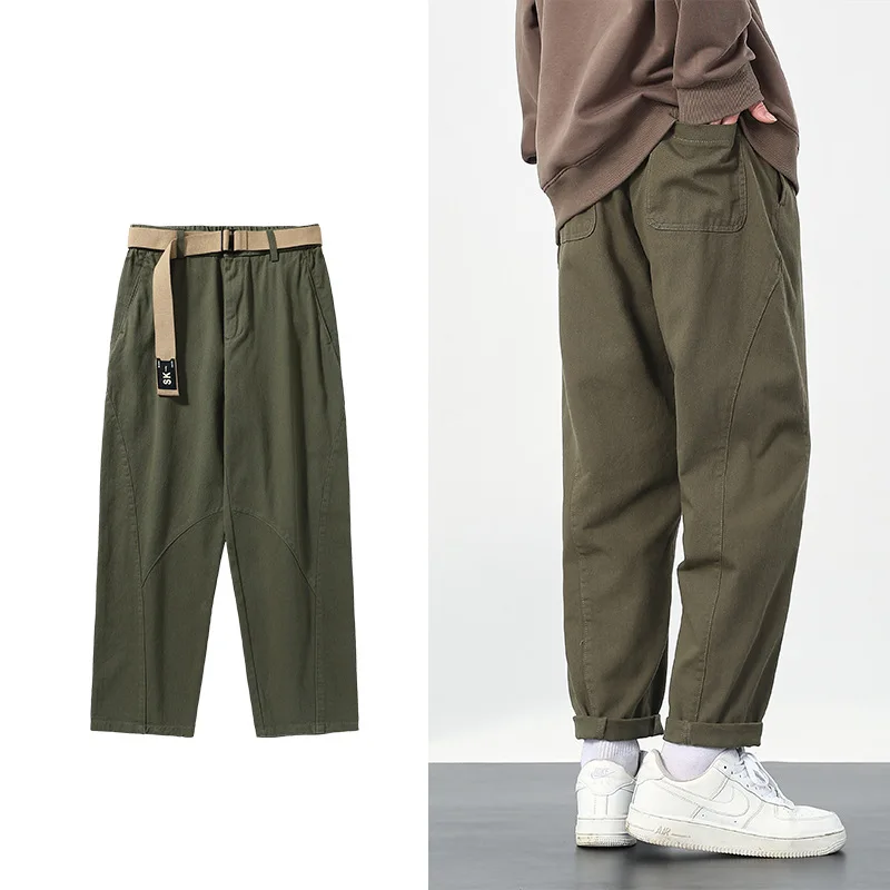 Men Cargo Pants with Belt Spring Fashion Straight Cotton Trousers Vintage Casual Male Loose Baggy Pants
Men Cargo Pants with Belt Spring Fashion Straight Cotton Trousers Vintage Casual Male Loose Baggy Pants
