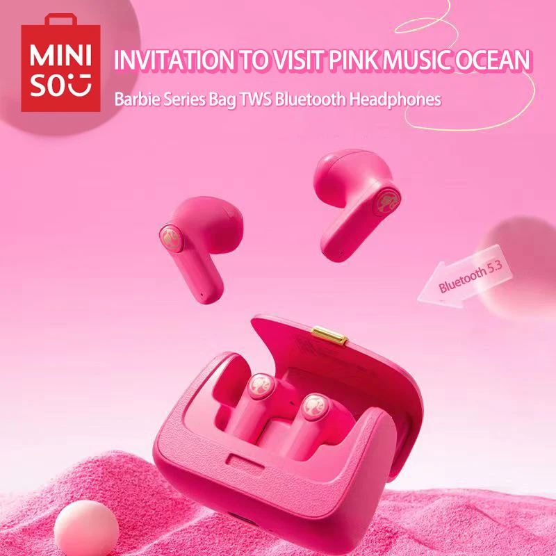

MINISO Barbie Series Bags TWS Bluetooth Headset XS-210 Wireless Long-lasting Battery Life Pink Anime PeripheralGirlBirthday Gift