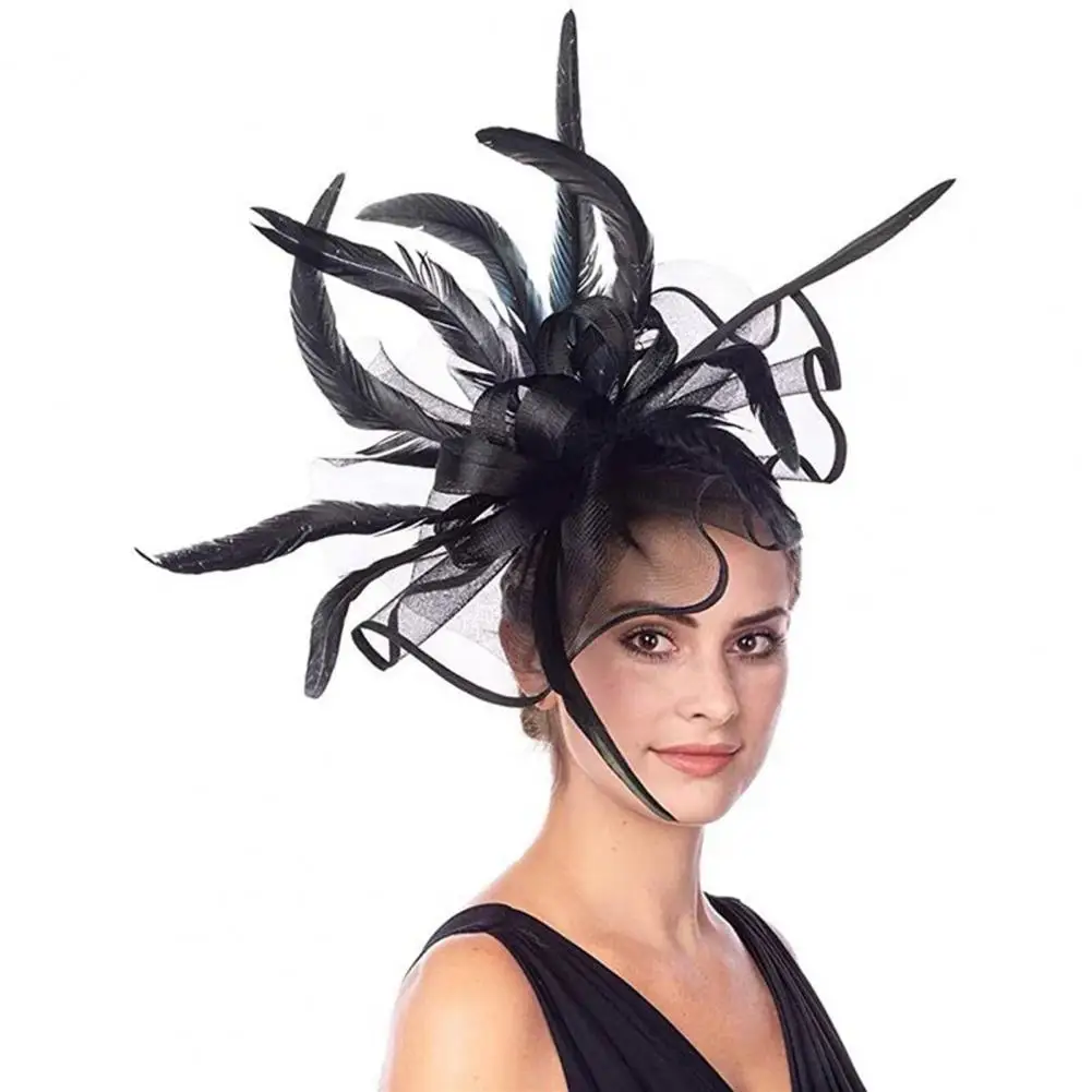 Elegant Fascinator Hat with Hair Clip Decorative Feather Bowknot Mesh Decor Pillbox Hat Hair Accessories 
Elegant Fascinator Hat with Hair Clip Decorative Feather Bowknot Mesh Decor Pillbox Hat Hair Accessories