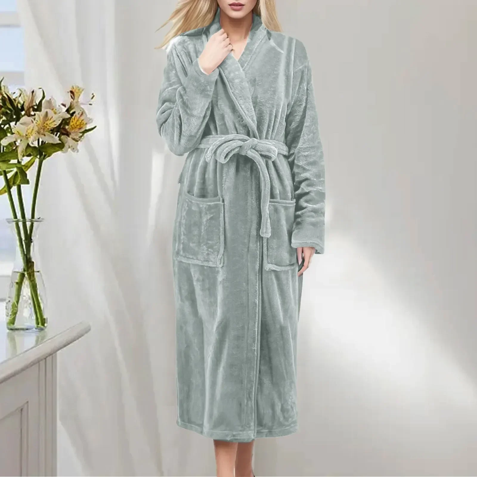 

Warm Long New Female Robes Dressing Lightweight Plush Autumn Winter Bathrobe Casual Nightgown Home Soft Women Gowns Robe