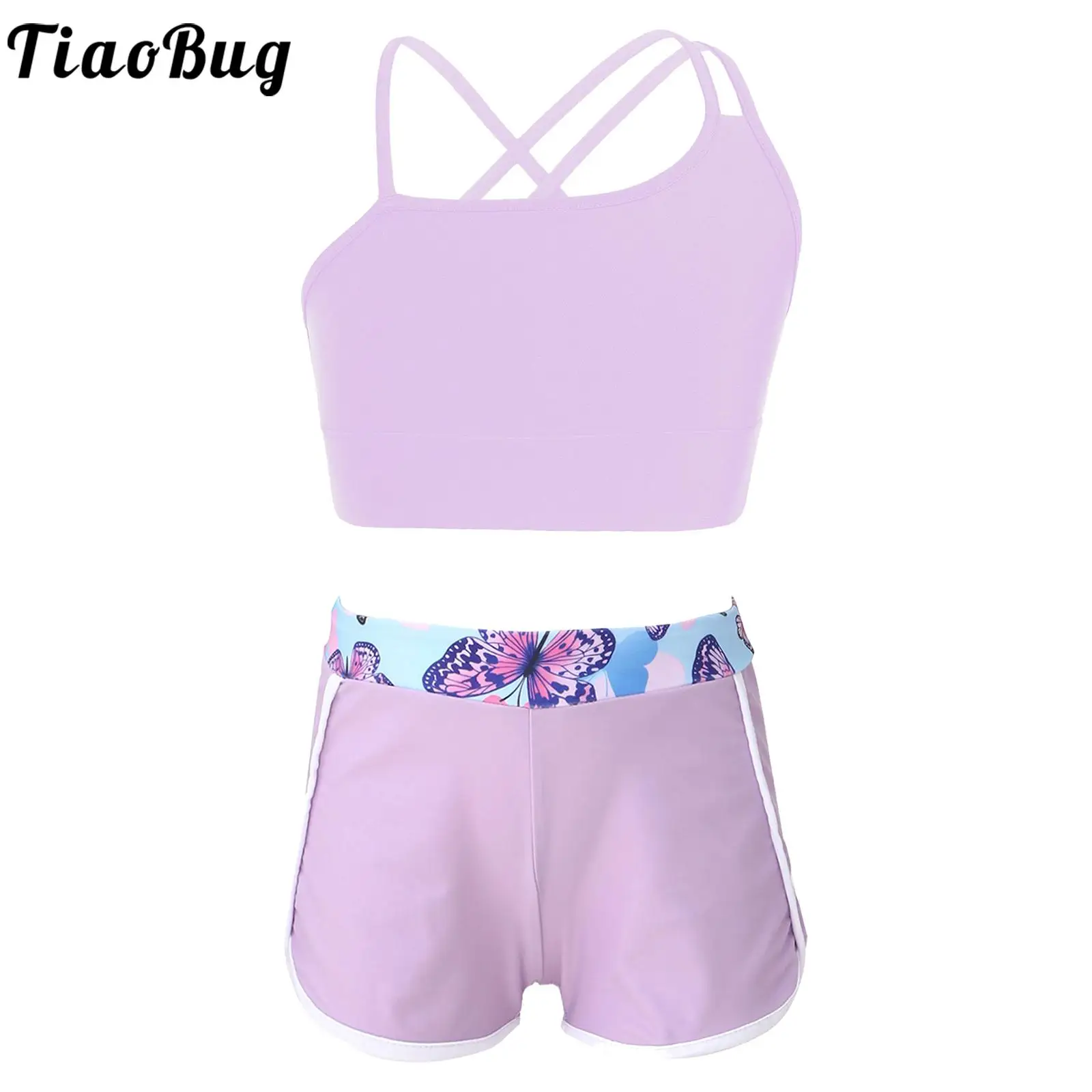 2pcs Kids Girls Asymmetrical Spaghetti Shoulder Straps Strappy Back Crop Top with Stylish Shorts for Sports Workout Swimming
2pcs Kids Girls Asymmetrical Spaghetti Shoulder Straps Strappy Back Crop Top with Stylish Shorts for Sports Workout Swimming