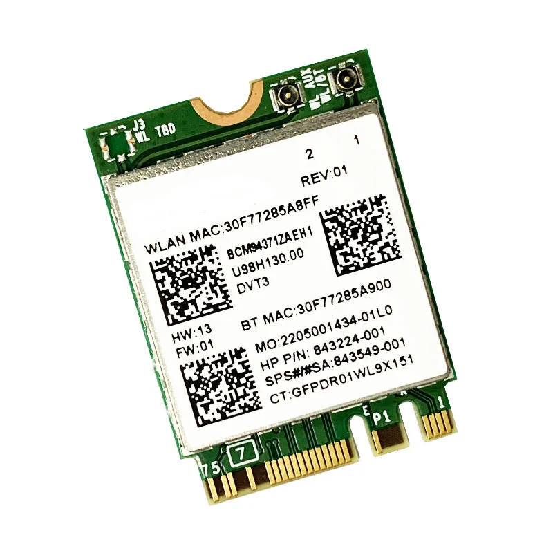 

Сетевая карта Broadcom BCM94371ZAE BCM94371 802,11 AC NGFF M2 WiFi Bluetooth 4,1 2,4G/5 ГГц 867 Мбит/с SPS 843549-001