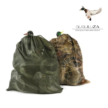 GUGULUZA Mesh Decoy Bag Adjustable Shoulder Strap Fake Duck Waterfowl Marllard Carrying Storage Pouch Outdoor Hunting Supplies