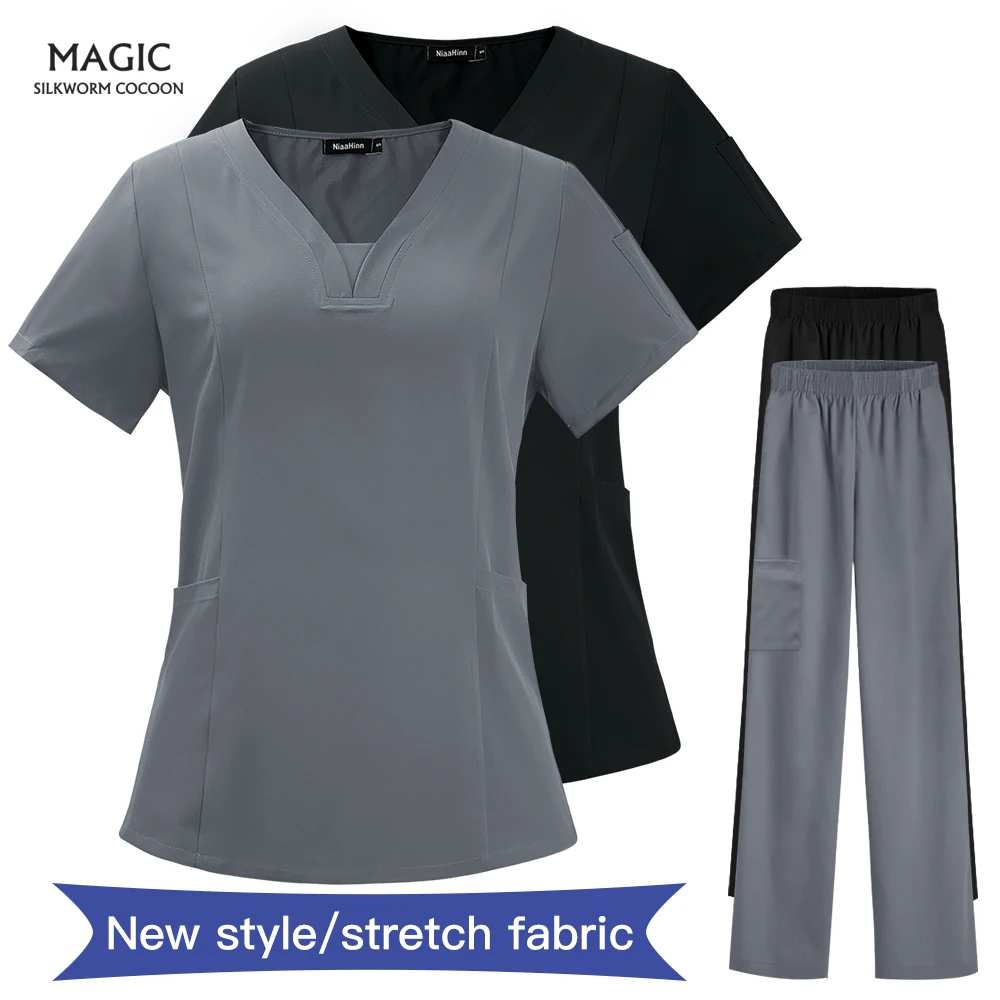 Solid Color Casual Suit Short Sleeve Pet Clinic Doctor Workwear Sexy V-neck Nurse Uniform for Women Fashion Girl's Nurse Uniform
Solid Color Casual Suit Short Sleeve Pet Clinic Doctor Workwear Sexy V-neck Nurse Uniform for Women Fashion Girl's Nurse Uniform