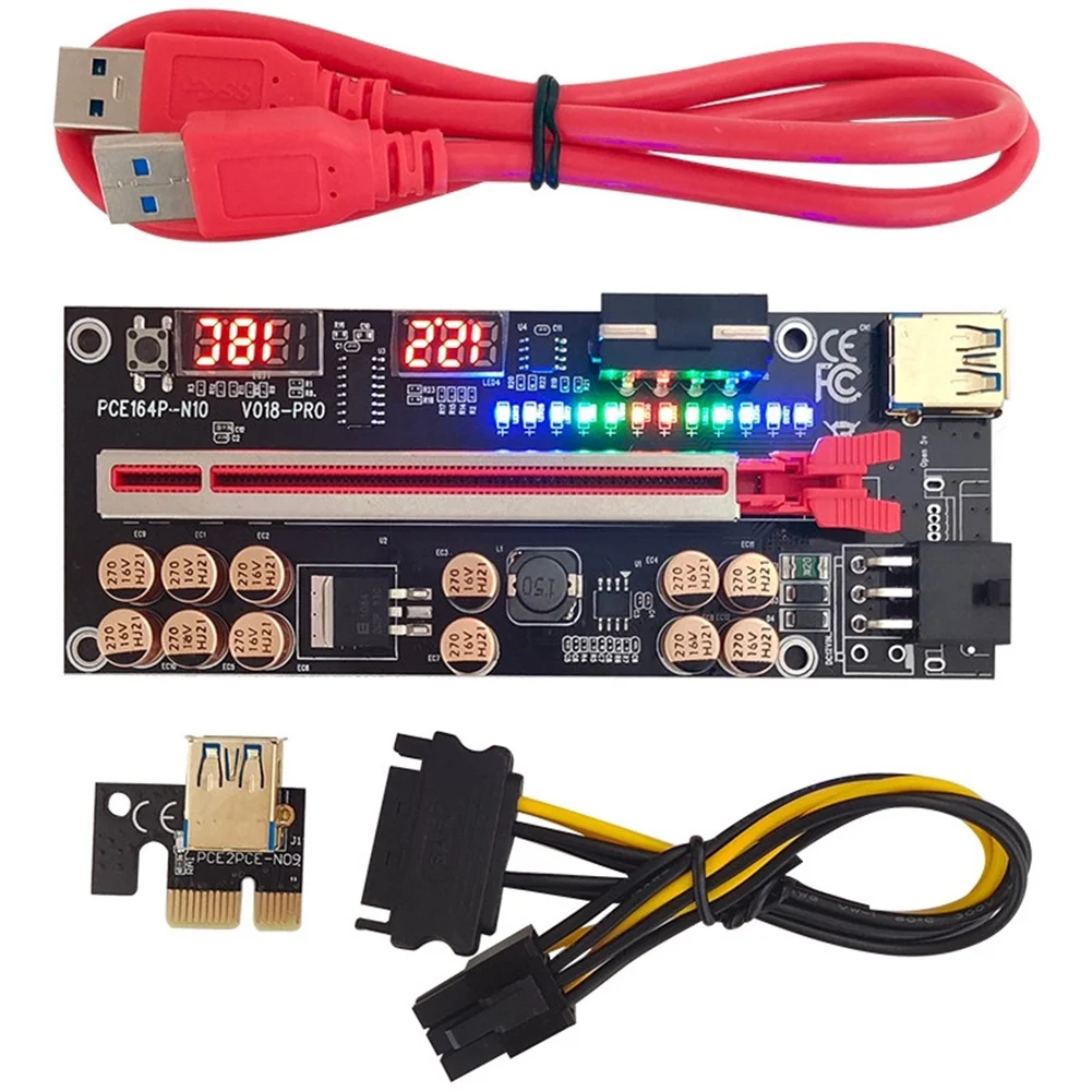 VER018 PRO PCI-E Riser Card USB 3.0 Cable 018 PLUS PCI Express 1X To 16X Extender PCIe Adapter for BTC Mining(Red)
VER018 PRO PCI-E Riser Card USB 3.0 Cable 018 PLUS PCI Express 1X To 16X Extender PCIe Adapter for BTC Mining(Red)