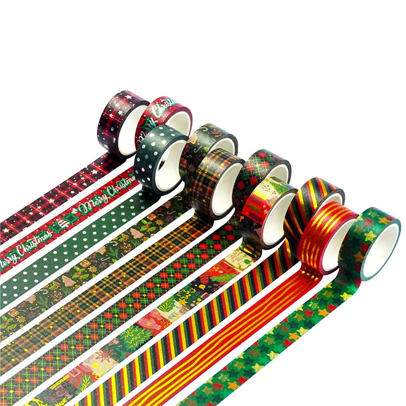 10Rolls Christmas Washi Tapes Journal Supplies Masking Tape Gold Foil Decorative Adhesive Tape Scrapbooking Grid Washitape
10Rolls Christmas Washi Tapes Journal Supplies Masking Tape Gold Foil Decorative Adhesive Tape Scrapbooking Grid Washitape