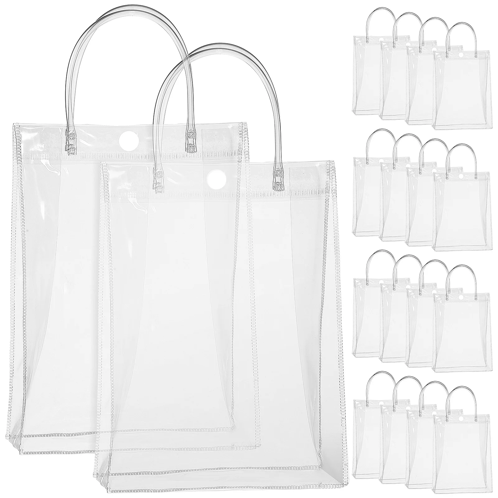 

25 Pcs Transparent Gift Bags with Handles Clear Snack Vertical Section Handheld Goody Pvc Wedding Favors Treat Shopping