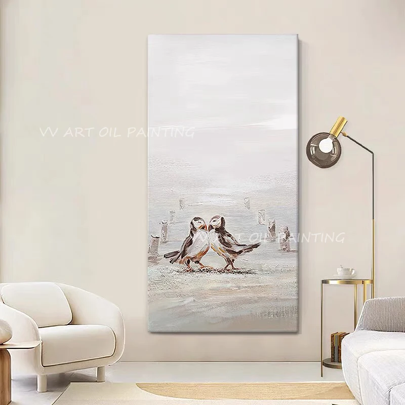 

Penguin simple artwork Thick Modern Large Size Abstract 100% Hand Painted thick canvas large size Oil Painting on Canvas Wall