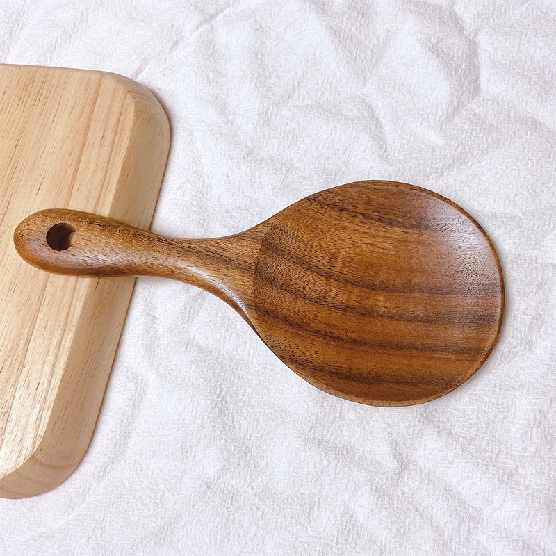 

Eco-friendly Handle Wooden Spoon Non-stick Teak Wood Rice Shovel Natural Wood Rice Scooper Household Tableware Cooking Tools