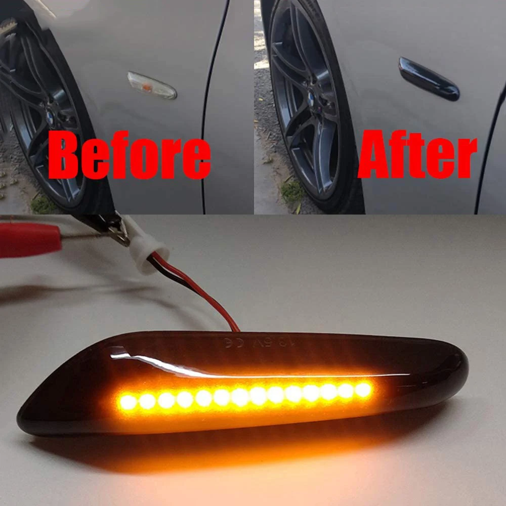 

Dynamic Amber LED Front Fender Side Marker Light Sequential Blinker Turn Signal Lamp For E90 E91 E92 E93 E46 E60 E53 X3 E83 X1