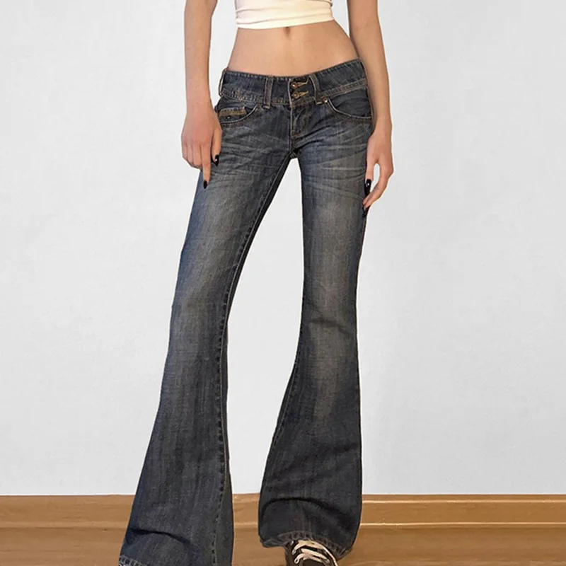 2000s Clothes Y2k Low Rise Boot Cut Jeans Woman Casual Black Striped Denim Trousers Streetwear Flare Pants P77-DD25 260 S6c659146664f47729ecbaa894fcb6909J
