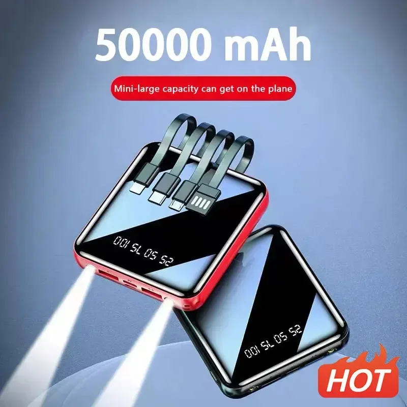 50000mAh Power Bank Mirror Digital Display Screen Built-In Cord Mobile Power Supply Compact Portable Mobile Phone Accessories
50000mAh Power Bank Mirror Digital Display Screen Built-In Cord Mobile Power Supply Compact Portable Mobile Phone Accessories