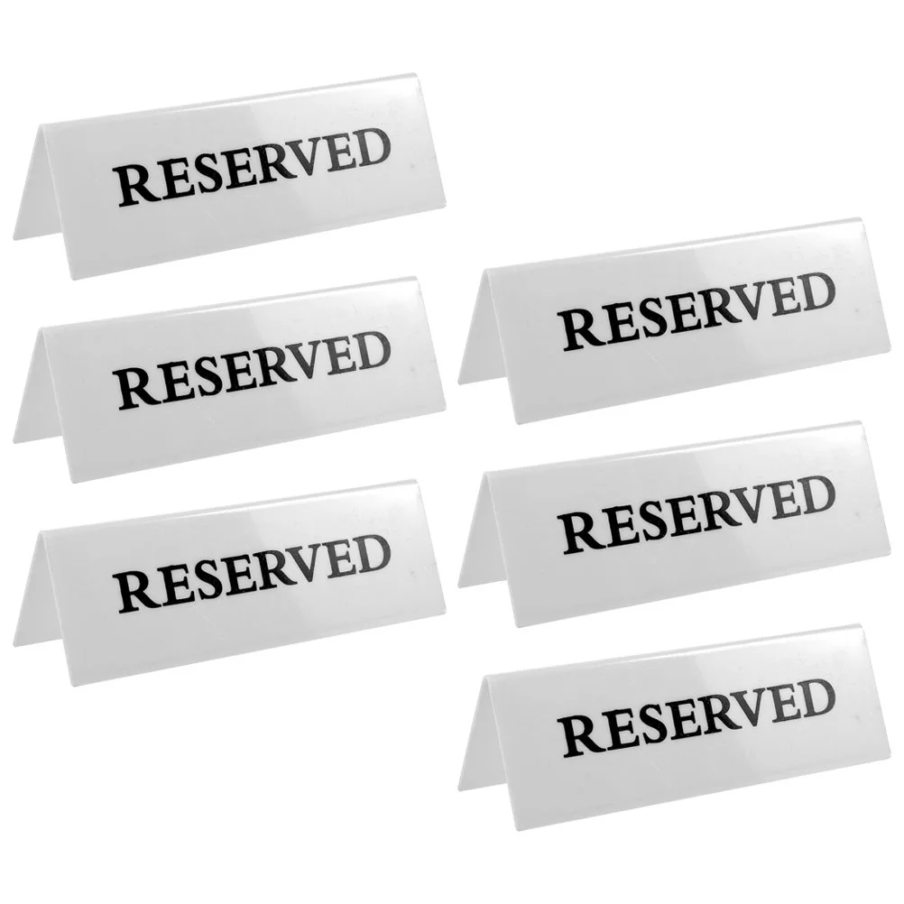 

6 Pcs Reservation Acrylic Inverted Triangle Hotel Restaurant Table Setting Reminder Sign Reserved Signs up for Chairs