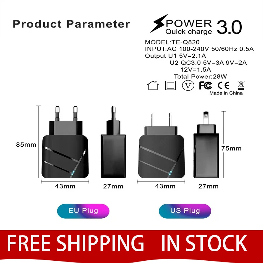 USB LED Quick Charge PD 28W USB Charger QC3.0 2A Fast Wall Charger Mobile Phone Charger for Samsung Xiaomi iPhone 12
USB LED Quick Charge PD 28W USB Charger QC3.0 2A Fast Wall Charger Mobile Phone Charger for Samsung Xiaomi iPhone 12