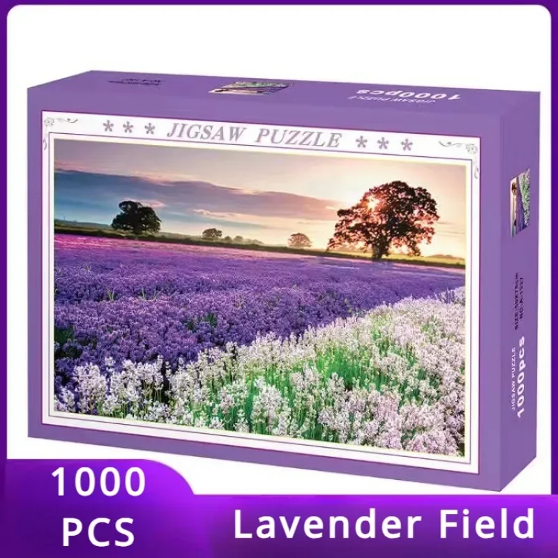 

75*50cm Paper Jigsaw Puzzle 1000PCS Lavender Field Plants Adult Stress Relief Children Educational Entertainment Christmas Gift