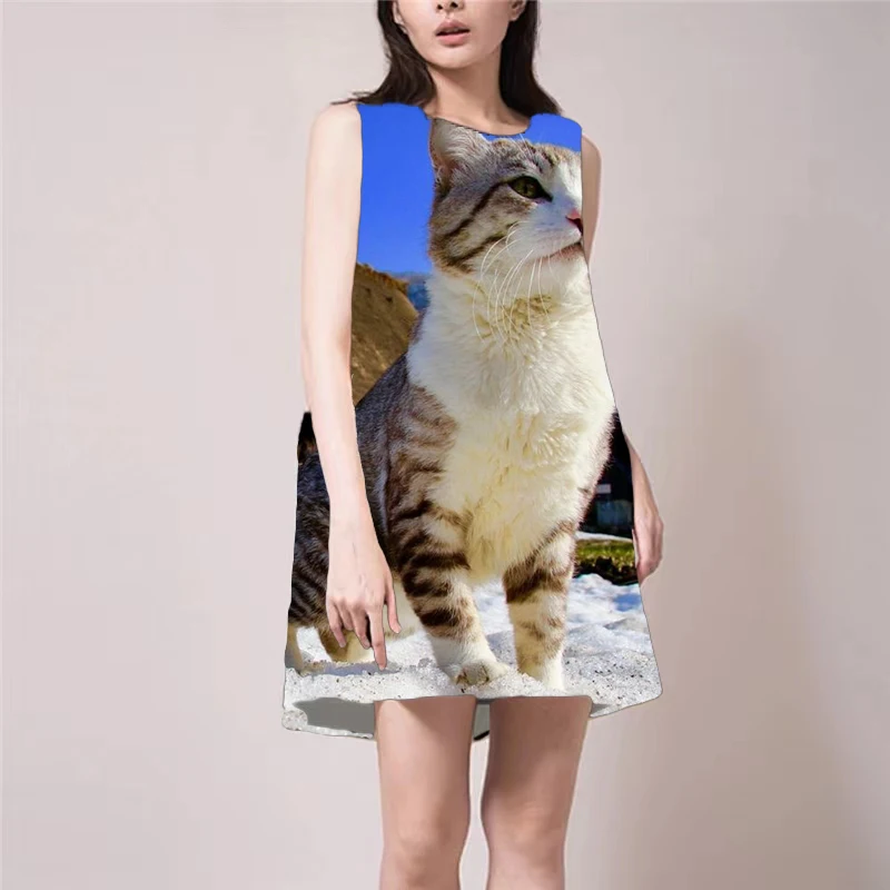 Cat Pattern 3D Print Sexy Cute Women Mini Dresses Sleeveless Loose Casual Oversized Short Dress Street Style Female Animal Dress
Cat Pattern 3D Print Sexy Cute Women Mini Dresses Sleeveless Loose Casual Oversized Short Dress Street Style Female Animal Dress