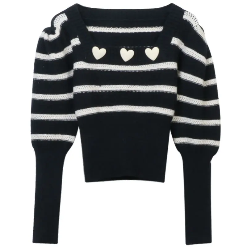 Черно-белый облегающий джемпер в полоску с трехмерным сращением и квадратным воротником женский осенне-зимний свитер q339
Черно-белый облегающий джемпер в полоску с трехмерным сращением и квадратным воротником женский осенне-зимний свитер q339