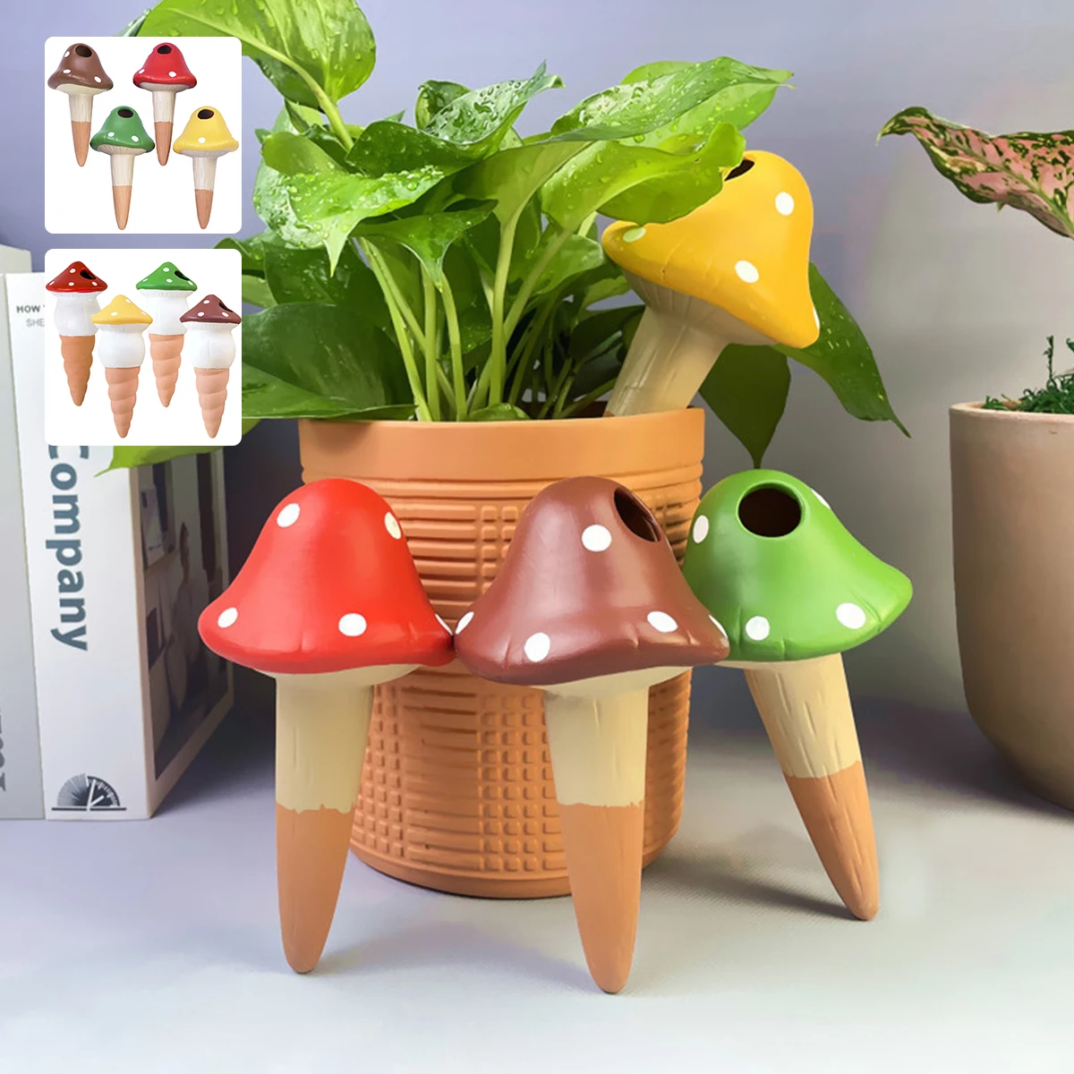 New4Pcs Self-Watering Mushroom Spikes Portable Automatic Terracotta Watering Globe Small Automatic Potted Plant Waterer Cute
New4Pcs Self-Watering Mushroom Spikes Portable Automatic Terracotta Watering Globe Small Automatic Potted Plant Waterer Cute