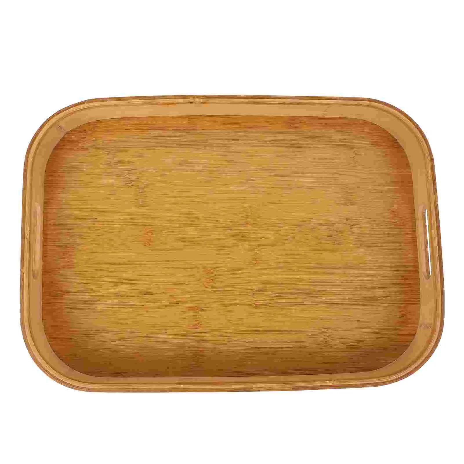 

Tray Wood Platter Breakfast Serving Table Ottoman Coffee Handles Bamboo Tea Trays Wooden Food Bread Baking Lunch Rectangular