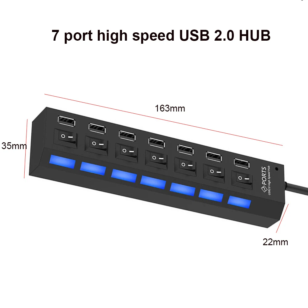 USB HUB USB Switch USB Hub 2.0 Adapter High Speed Multi 7 Ports Hub USB On/Off Switch Portable USB Splitter For Computer Laptop
USB HUB USB Switch USB Hub 2.0 Adapter High Speed Multi 7 Ports Hub USB On/Off Switch Portable USB Splitter For Computer Laptop