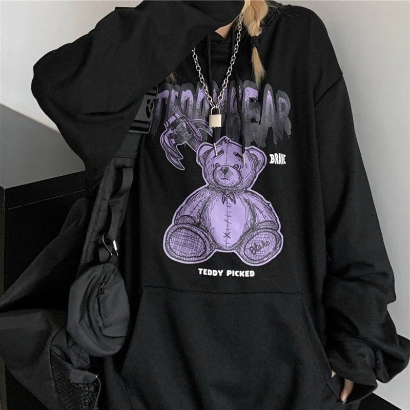 Women Hoodie harajuku Couple outfit Bear print Anime hoodies women goth Hoody kawaii Streetwear Tops Hooded Long-sleeved Female
Women Hoodie harajuku Couple outfit Bear print Anime hoodies women goth Hoody kawaii Streetwear Tops Hooded Long-sleeved Female