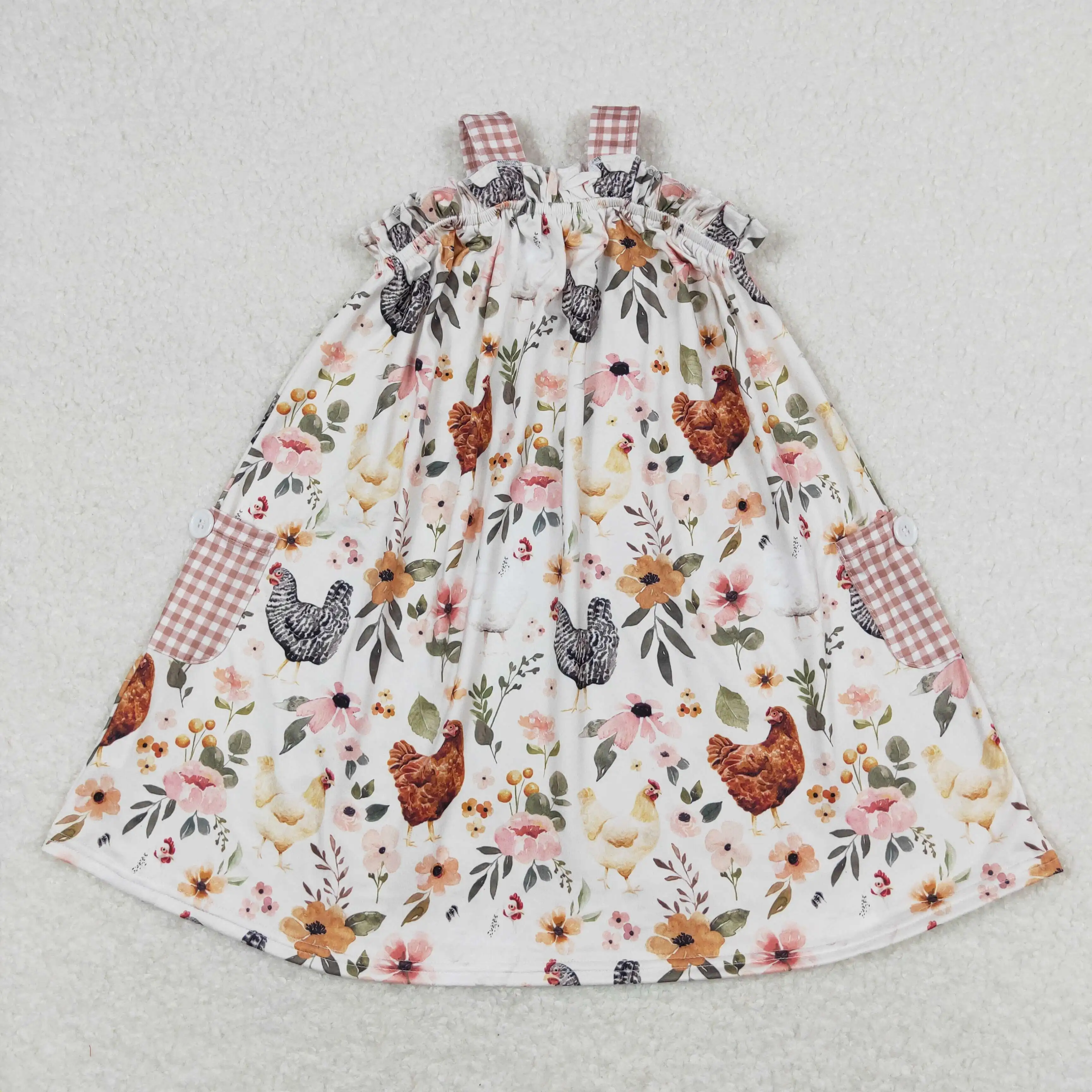 

GSD0841 Boutique Baby Toddler Girls Summer Dress Chicken Print Sleeveless Kids Boutique Clothes