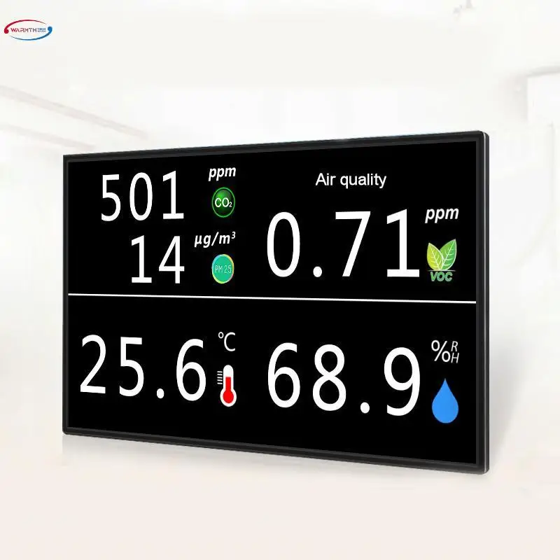 

Gas co2 Detector 32 Inch Display Digital WIFI LCD Remote Temperature Humidity PM2.5 Sensor Customized Interface