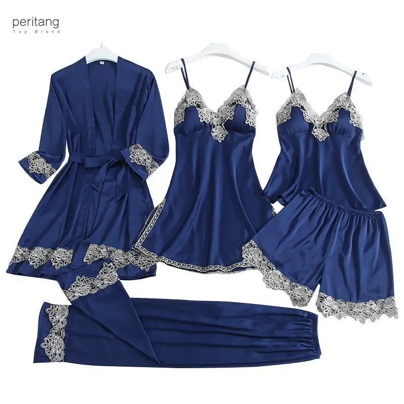 5PCS Satin Sleepwear Lady Pajamas Suit Nighty&Robe Suit Sexy Intimate Lingerie Casual Bridal Wedding Gift Homewear Nightgown
5PCS Satin Sleepwear Lady Pajamas Suit Nighty&Robe Suit Sexy Intimate Lingerie Casual Bridal Wedding Gift Homewear Nightgown
