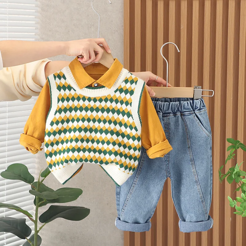 Kids Vest Shirt Jeans 3 Pieces Suit for Baby Boys Clothing Sets Spring Autumn Toddler Infant Clothes Outfits Children Sportswear
Kids Vest Shirt Jeans 3 Pieces Suit for Baby Boys Clothing Sets Spring Autumn Toddler Infant Clothes Outfits Children Sportswear