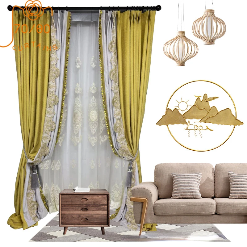Retro Classic Gold Yellow Stamping Jacquard Splice Blackout Curtains for Living Room Bedroom French Window Villa Custom
Retro Classic Gold Yellow Stamping Jacquard Splice Blackout Curtains for Living Room Bedroom French Window Villa Custom