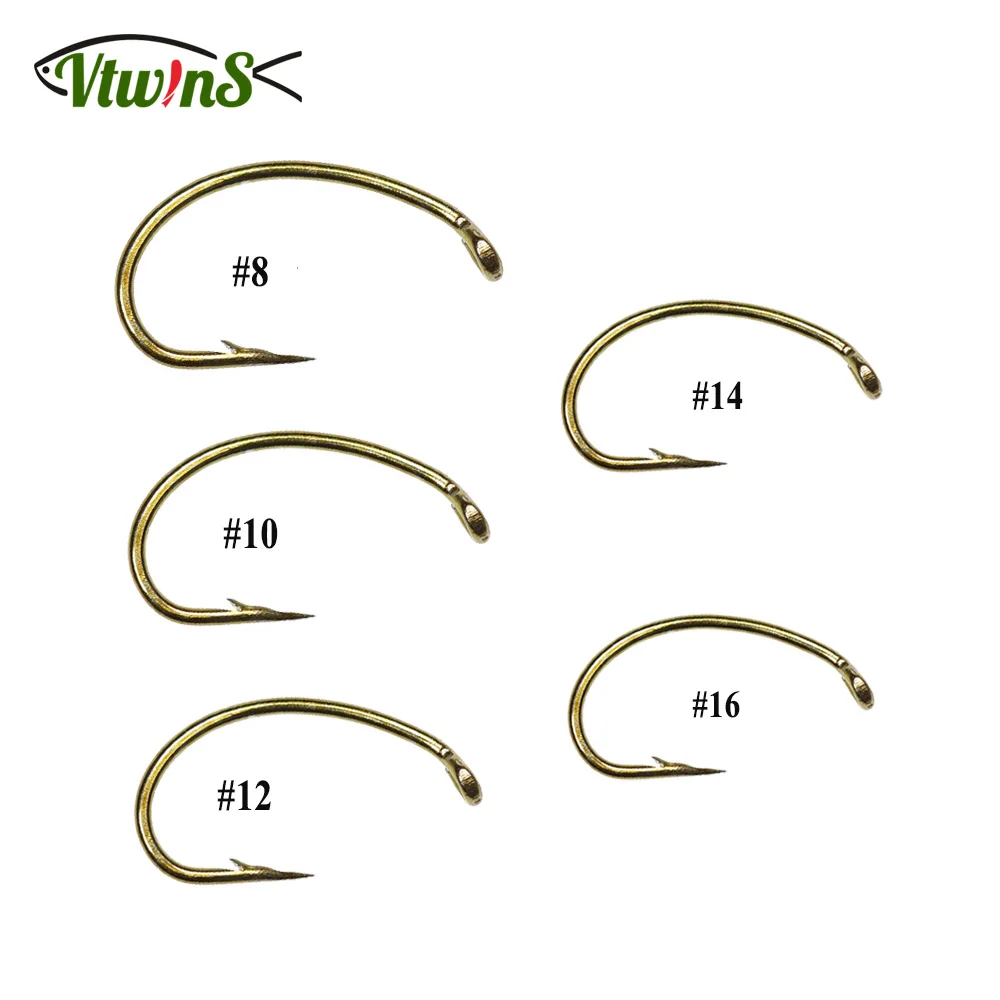 

Vtwins 100PCS Fly Fishing Hook Caddis Larva Pupa Scud Emerger and Mayfly Nymph patterns Bronzed Finish Fly Tying Fishing Hooks