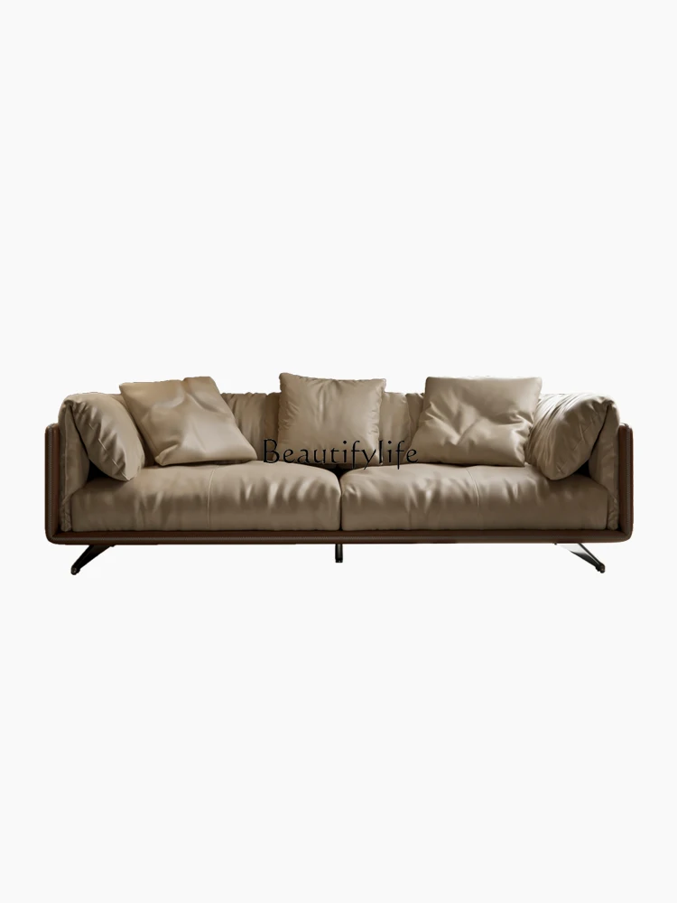 Minimalist Leather Sofa Small Apartment Living Room Modern Light Luxury Straight down Leather Sofa 
Minimalist Leather Sofa Small Apartment Living Room Modern Light Luxury Straight down Leather Sofa