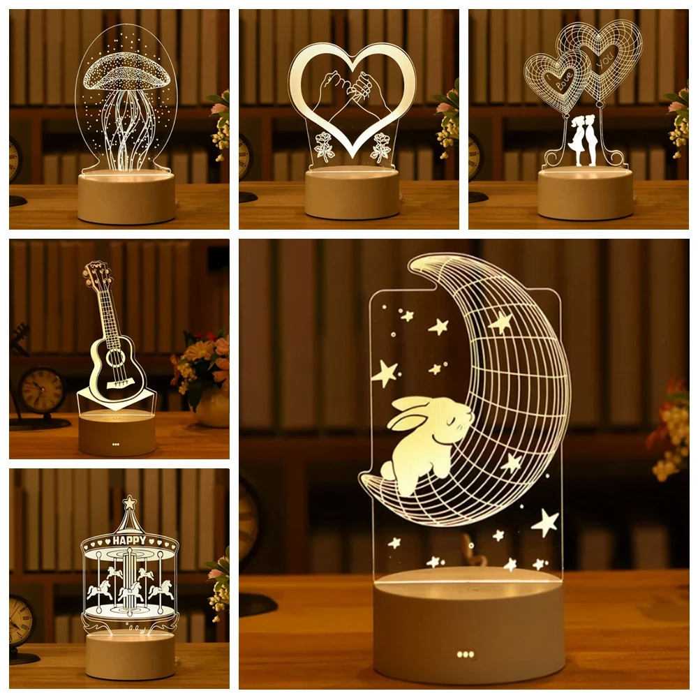 1/3 color Romantic Love 3D Acrylic Led Lamp for Home Decor Night Light Table Lamp Birthday gift Valentine's Day Bedside Lamp
1/3 color Romantic Love 3D Acrylic Led Lamp for Home Decor Night Light Table Lamp Birthday gift Valentine's Day Bedside Lamp