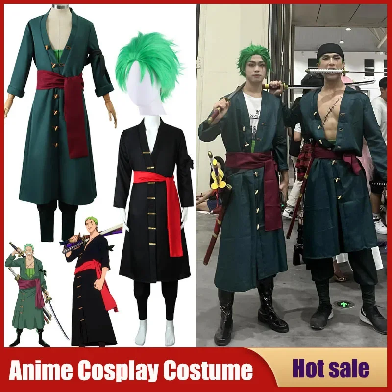 

Disfraz de Anime de una pieza para hombre, peluca de Roronoa Zoro , ropa para fiesta de Navidad, carnaval, Pakaian, Seragam, con