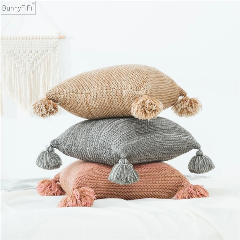 Solid Knit Cushion Cover Vintage Brown Pink Grey Tassels Pillow Case 45cm*45cm Soft For Sofa Chair Home decoration
Solid Knit Cushion Cover Vintage Brown Pink Grey Tassels Pillow Case 45cm*45cm Soft For Sofa Chair Home decoration
