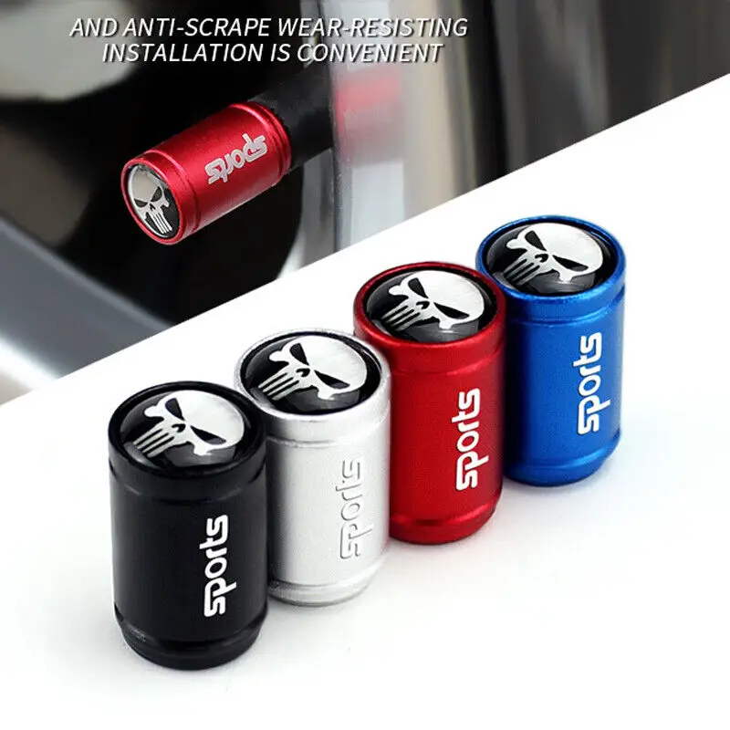 4pcs Metal Skull Head Punisher Sports Logo Wheel Tire Air Valve Cover Tire Valve Stem Cap
4pcs Metal Skull Head Punisher Sports Logo Wheel Tire Air Valve Cover Tire Valve Stem Cap