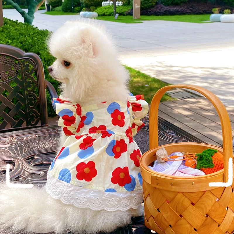 Dog Cotton Dress - Dog Princess Style Floral Skirt Dog Cotton Dress - Dog Princess Style Floral Skirt
