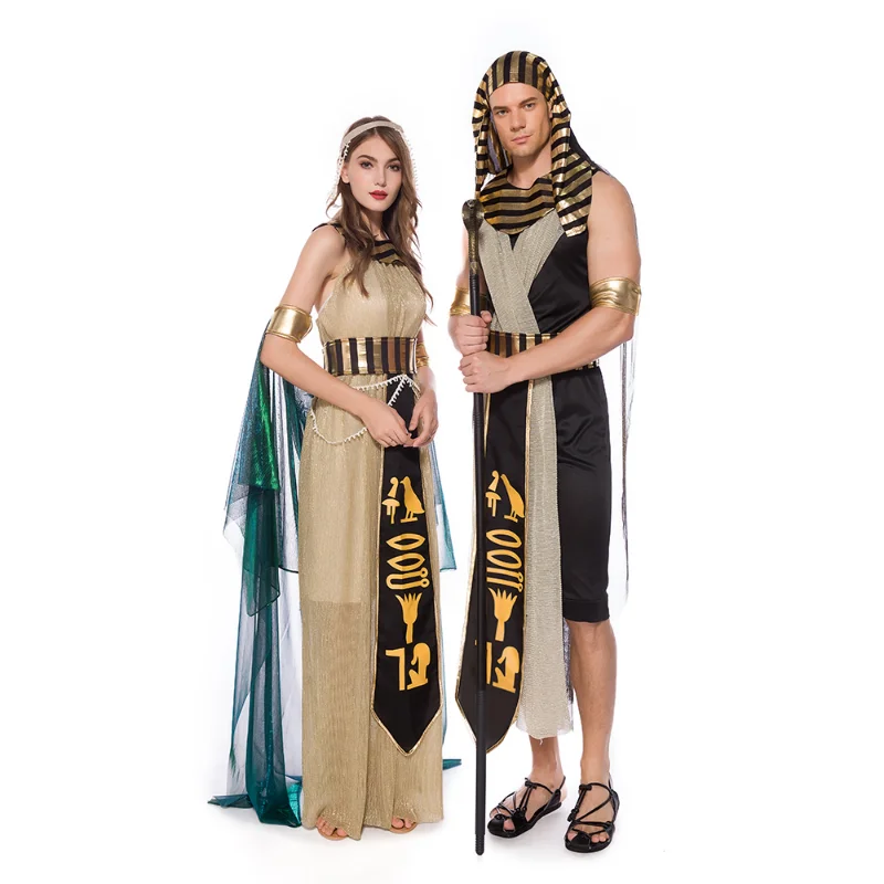 

Greek Sexy Goddess and Prince Performance Costume Egyptian Queen Cosplay Adult Men Pharaoh Uniform Halloween Fancy Party Outfit