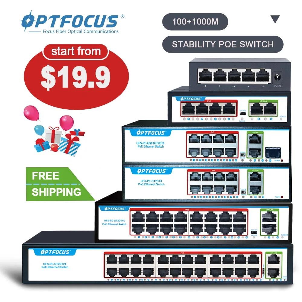 OPTFOCUS Ethernet Switch for cameras ip iphone wireless AP bridge Switch 4+2 6 ports 100Mbps POE Switch
OPTFOCUS Ethernet Switch for cameras ip iphone wireless AP bridge Switch 4+2 6 ports 100Mbps POE Switch