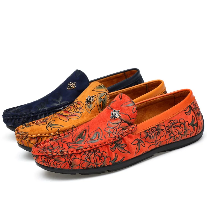 Leather Men's Shoes Casual Shoes Luxury Brand Mens Personality Loafers Moccasins Breathable Slip on Orange Yellow Driving Shoes
Leather Men's Shoes Casual Shoes Luxury Brand Mens Personality Loafers Moccasins Breathable Slip on Orange Yellow Driving Shoes